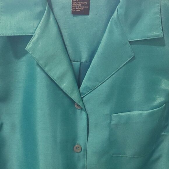 Ladies Size 10 Sleeveless Turquoise Blouse - Picture 3 of 10